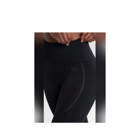 Women's Best Medium Black Renew Seamless Leggings High-Waisted Ribbed Waistband - Picture 5 of 9